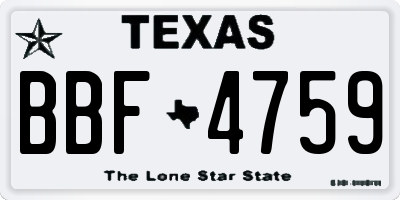 TX license plate BBF4759