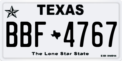 TX license plate BBF4767