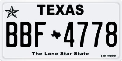 TX license plate BBF4778