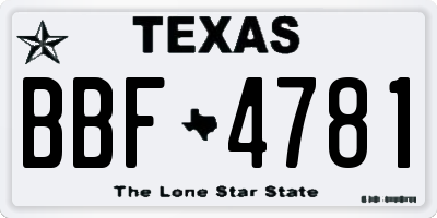 TX license plate BBF4781