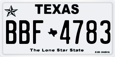 TX license plate BBF4783