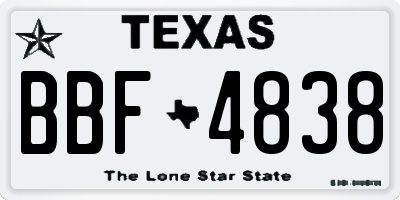 TX license plate BBF4838