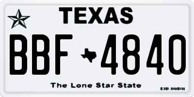 TX license plate BBF4840