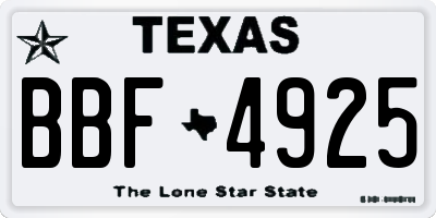 TX license plate BBF4925