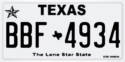 TX license plate BBF4934
