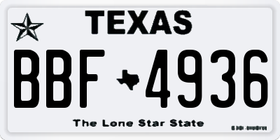 TX license plate BBF4936