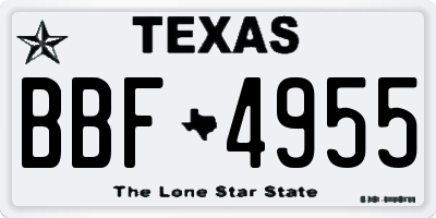 TX license plate BBF4955