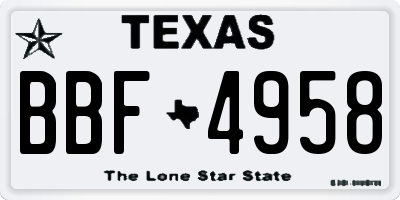 TX license plate BBF4958