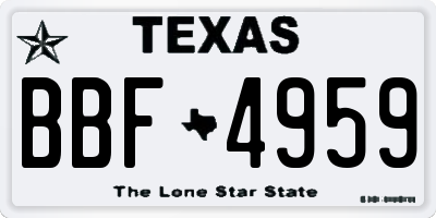 TX license plate BBF4959
