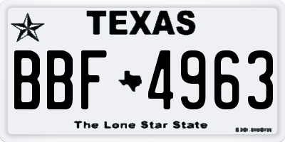 TX license plate BBF4963