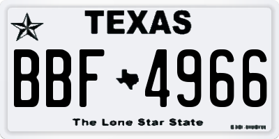 TX license plate BBF4966