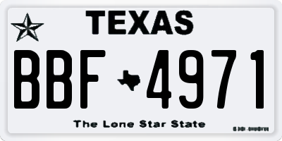 TX license plate BBF4971