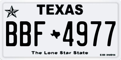 TX license plate BBF4977