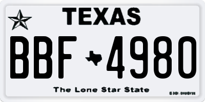 TX license plate BBF4980