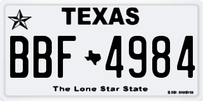 TX license plate BBF4984