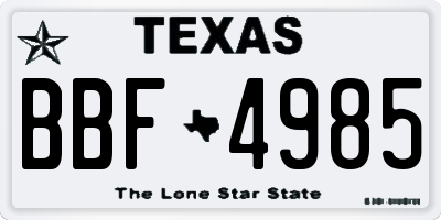 TX license plate BBF4985