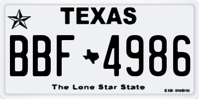 TX license plate BBF4986