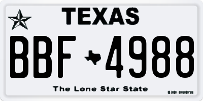 TX license plate BBF4988