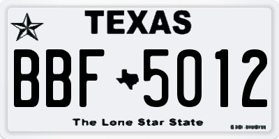 TX license plate BBF5012