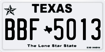 TX license plate BBF5013