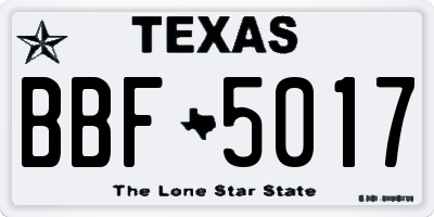 TX license plate BBF5017