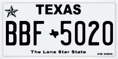 TX license plate BBF5020
