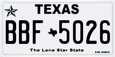 TX license plate BBF5026