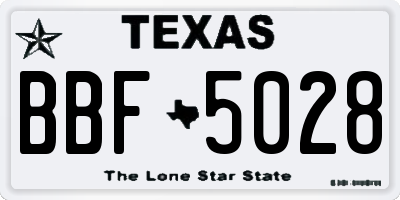 TX license plate BBF5028