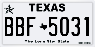 TX license plate BBF5031