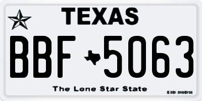 TX license plate BBF5063