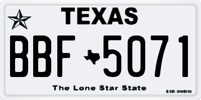 TX license plate BBF5071
