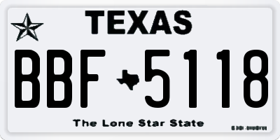 TX license plate BBF5118