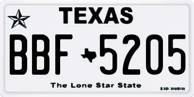 TX license plate BBF5205