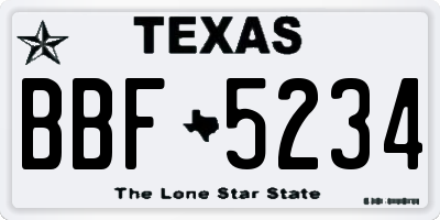 TX license plate BBF5234