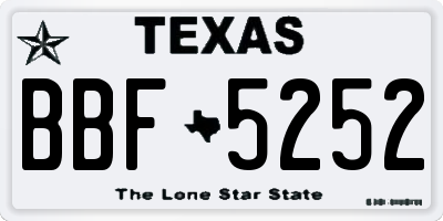 TX license plate BBF5252