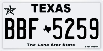 TX license plate BBF5259