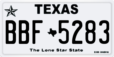 TX license plate BBF5283