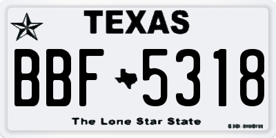 TX license plate BBF5318