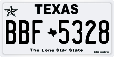 TX license plate BBF5328