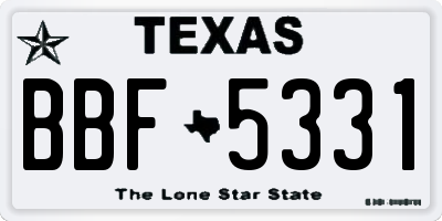 TX license plate BBF5331