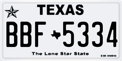 TX license plate BBF5334