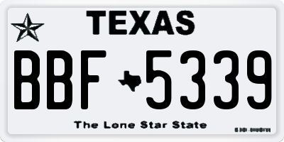 TX license plate BBF5339