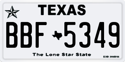 TX license plate BBF5349