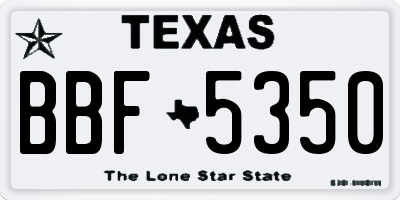 TX license plate BBF5350