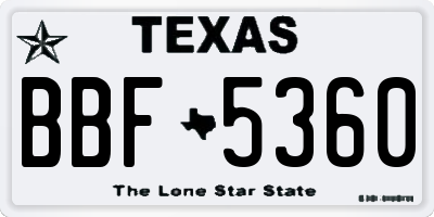 TX license plate BBF5360