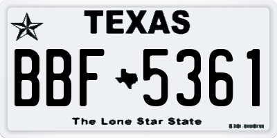 TX license plate BBF5361