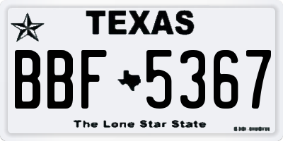 TX license plate BBF5367