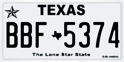 TX license plate BBF5374