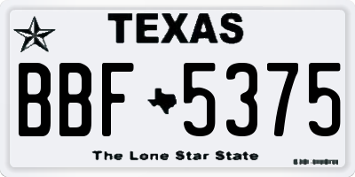 TX license plate BBF5375