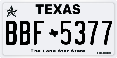 TX license plate BBF5377